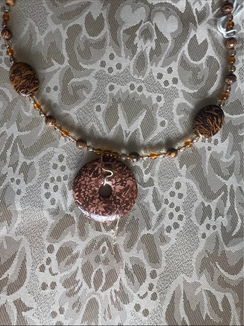 Brown Jasper Beaded Pendant Necklace